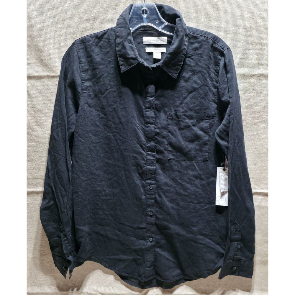Treasure & Bond NWT Black Long Sleeve Button Down Shirt Size S